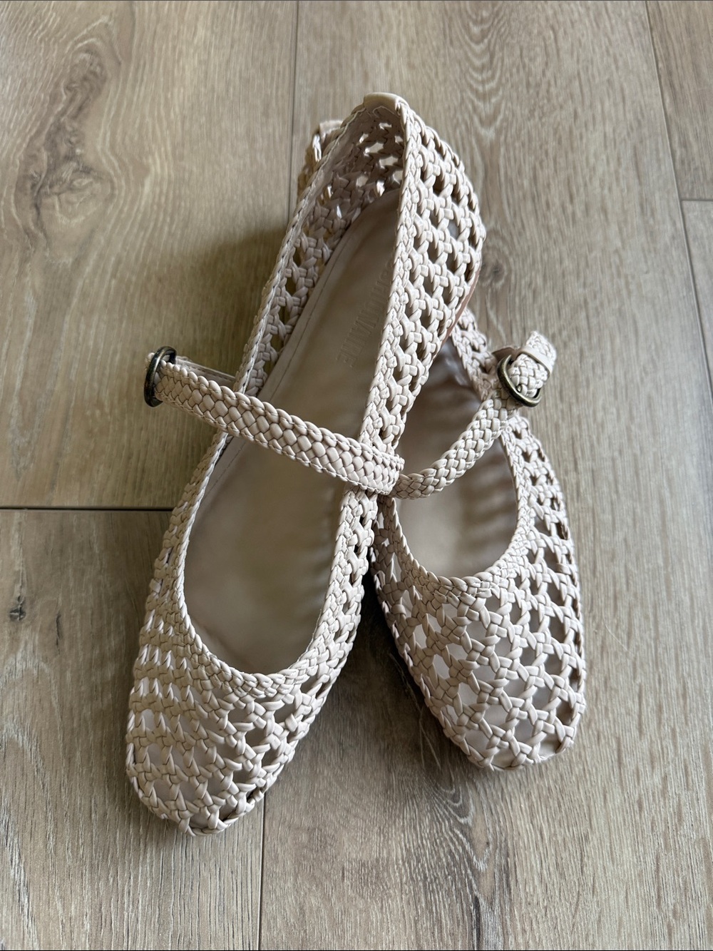 Braided Cream Mary Jane Flats with Adjustable Buckle - Picture 4 of 6